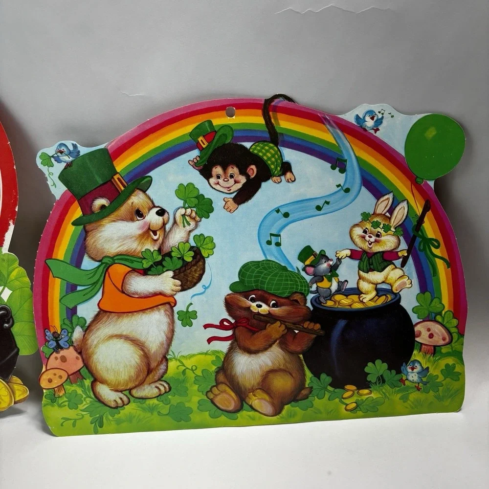 Vintage St Patrick's Day Die Cut Decorations‎ (2) Lephrechaun Teacher Vintage